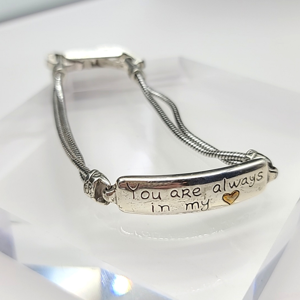 Brighton "YOU ARE ALWAYS IN MY HEART" Reversible TwoTone Heart I.D Bracelet 💛
